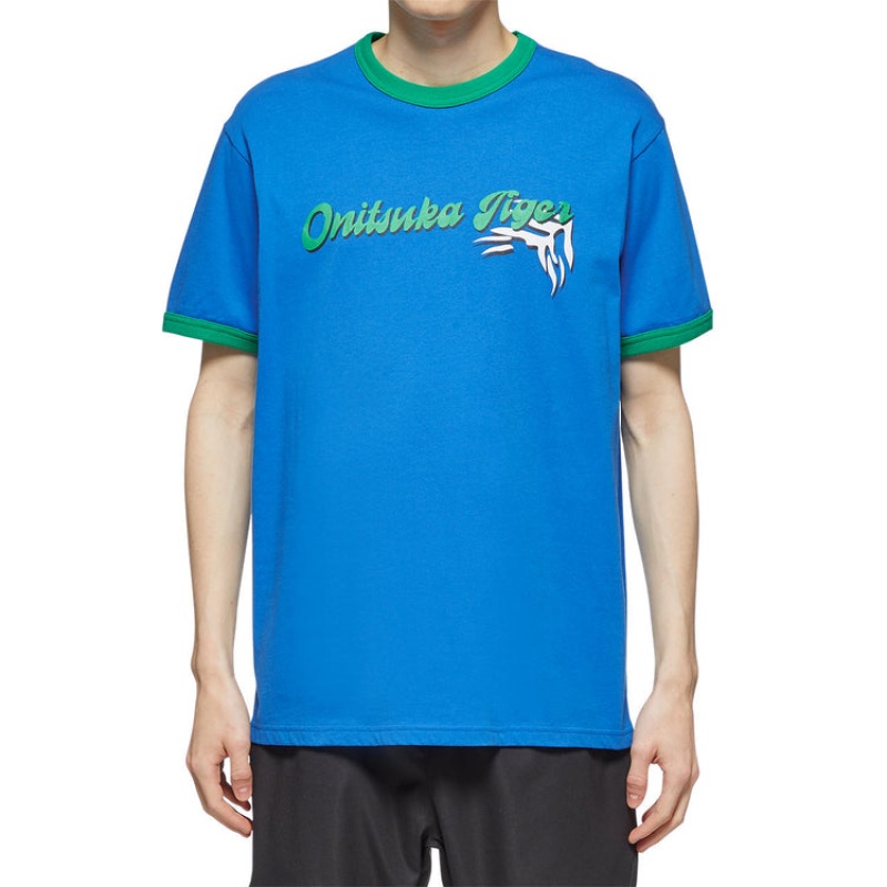 Blue Men's Onitsuka Tiger Graphic T Shirts Online India | Y1T-8034