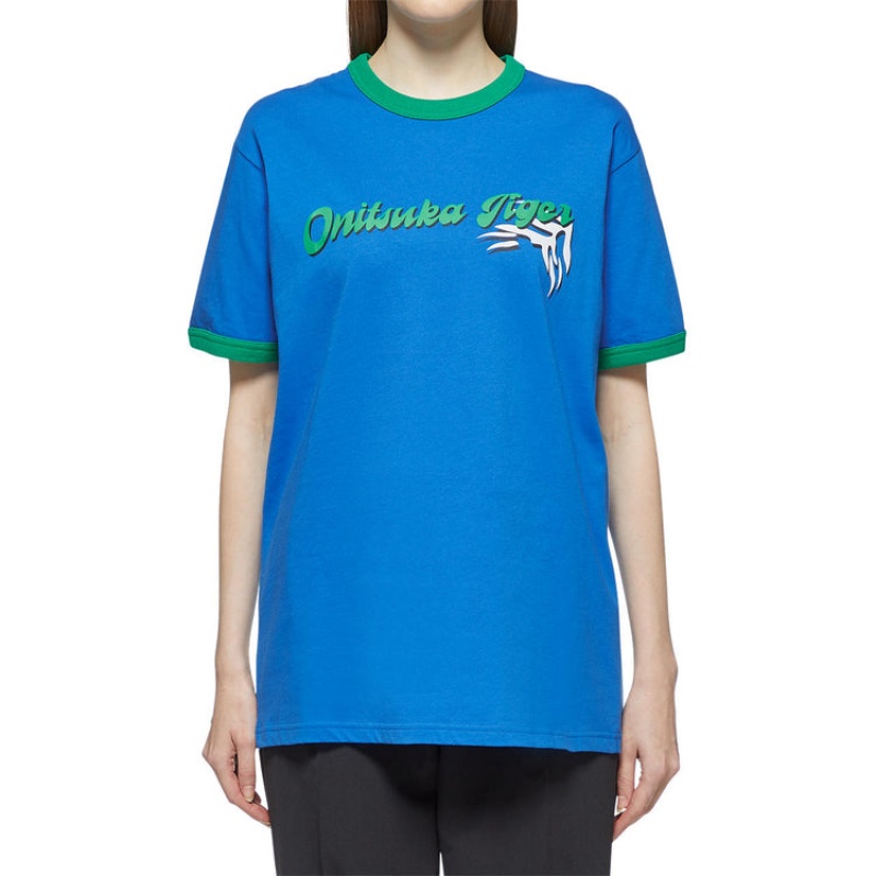 Blue Men's Onitsuka Tiger Graphic T Shirts Online India | Y1T-8034