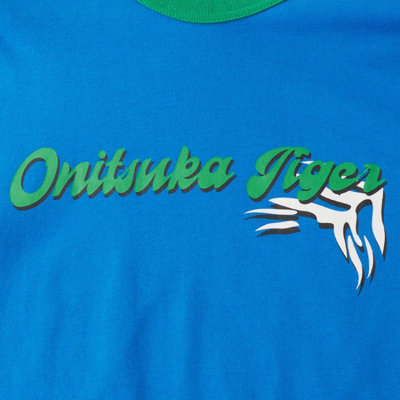 Blue Men's Onitsuka Tiger Graphic T Shirts Online India | Y1T-8034