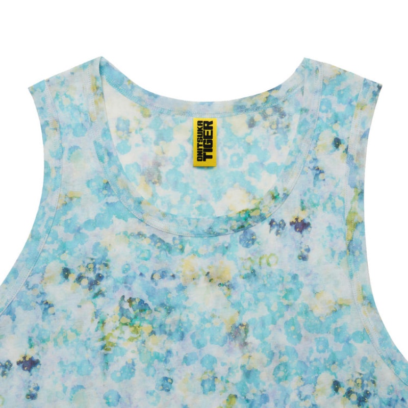 Blue Men's Onitsuka Tiger Printed 2 Way Tank Top Online India | R6Q-0609