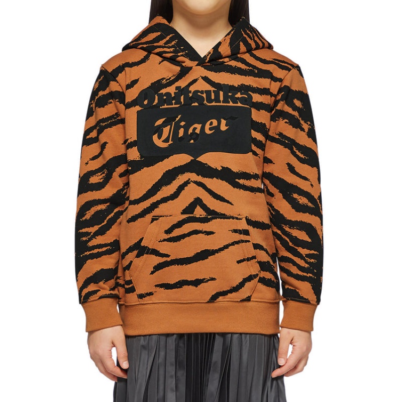 Brown Kids' Onitsuka Tiger P Sweat Hoodie Online India | J2W-0606