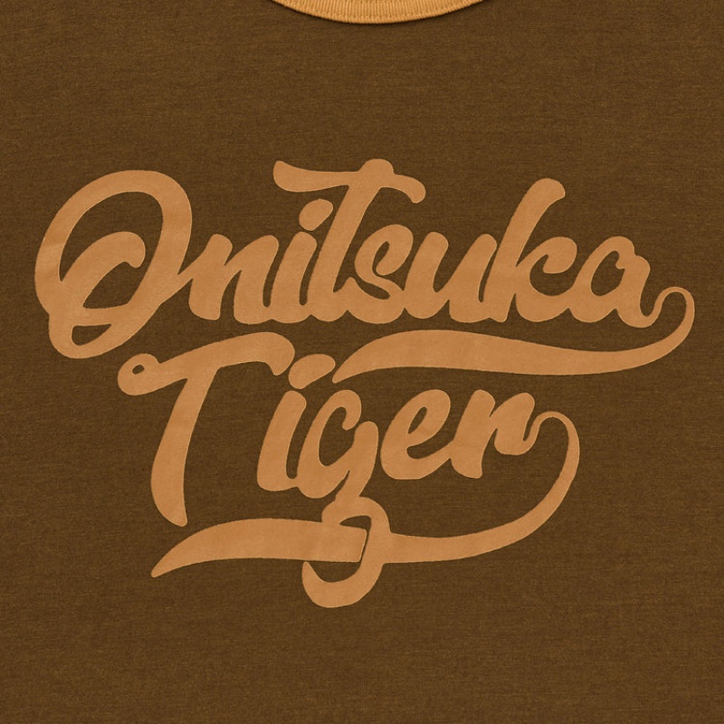 Brown Men's Onitsuka Tiger Graphic T Shirts Online India | H0P-9850