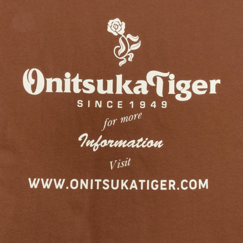 Brown Men's Onitsuka Tiger Graphic T Shirts Online India | N4I-8025