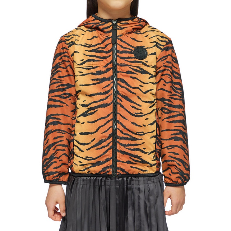 Brown / Black Kids' Onitsuka Tiger Zip Up Hoodie Online India | U0J-8516