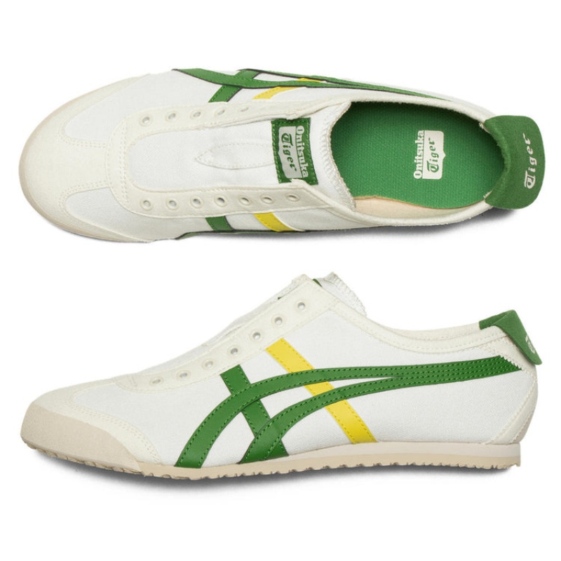 Cream / Green Women's Onitsuka Tiger Mexico 66 Slip-on Online India | Q3N-2461