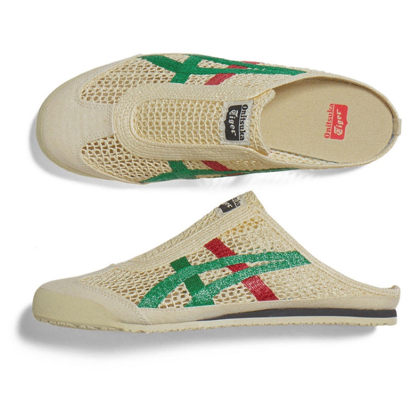 Cream / Green Women's Onitsuka Tiger Sabot Mexico 66 Online India | P0Y-6539