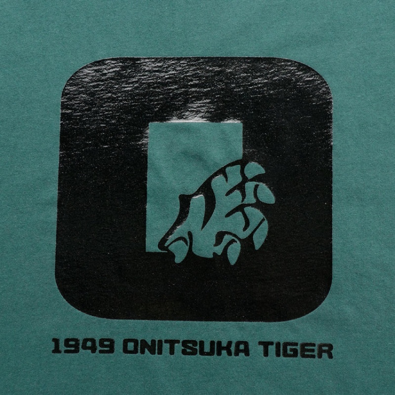 Dark Green Men's Onitsuka Tiger Graphic T Shirts Online India | Y9H-5155