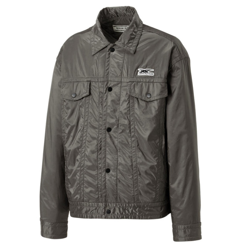 Dark Grey Men's Onitsuka Tiger Blouson Jackets Online India | X3Q-4609