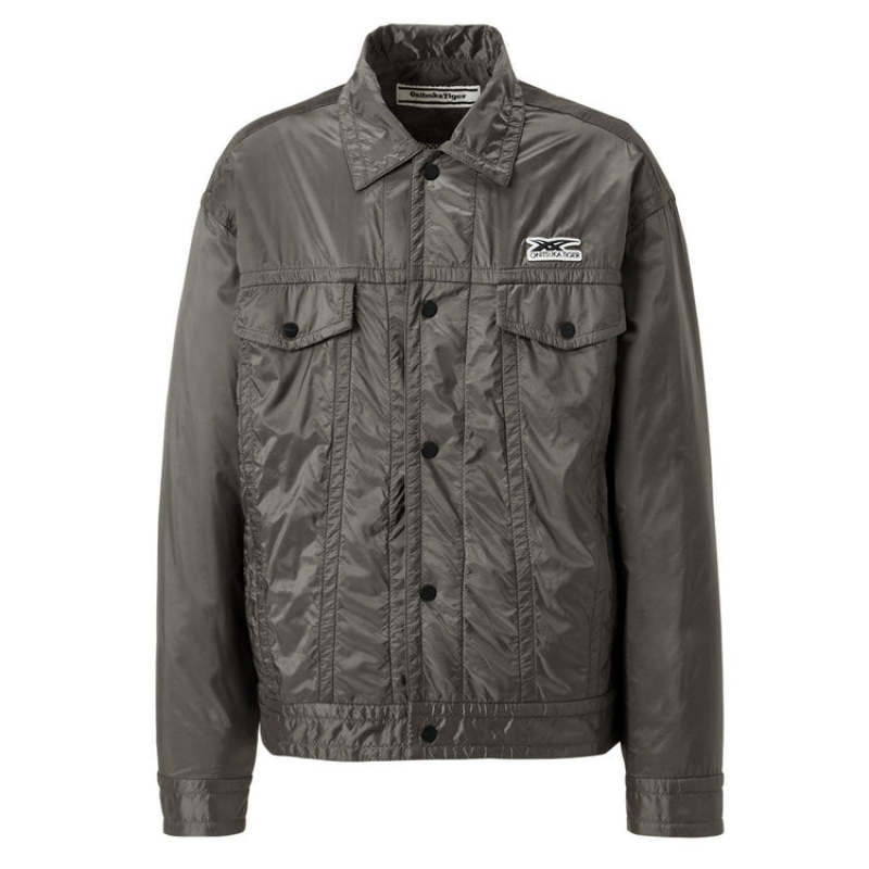 Dark Grey Men\'s Onitsuka Tiger Blouson Jackets Online India | X3Q-4609