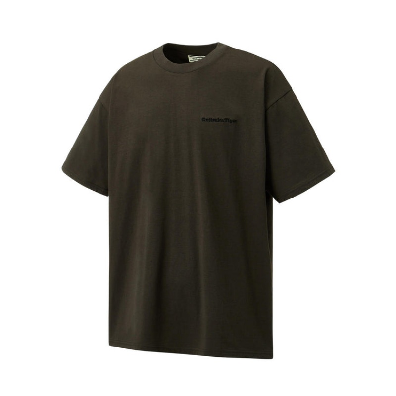 Dark Grey Men's Onitsuka Tiger Graphic T Shirts Online India | U8A-3519