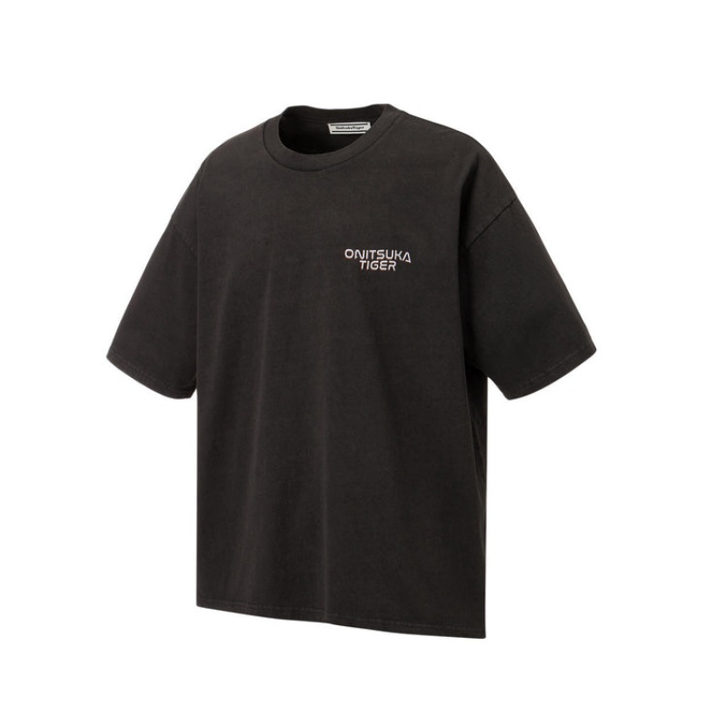 Dark Grey Women's Onitsuka Tiger Graphic T Shirts Online India | W4Q-9723