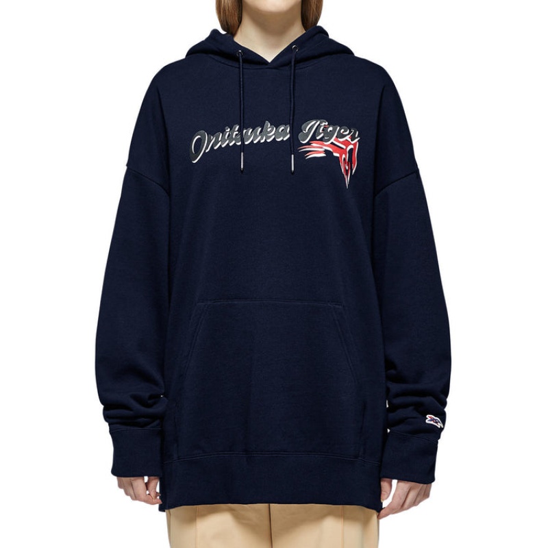 Dark Navy Men's Onitsuka Tiger Hoodie Online India | Y3X-5605