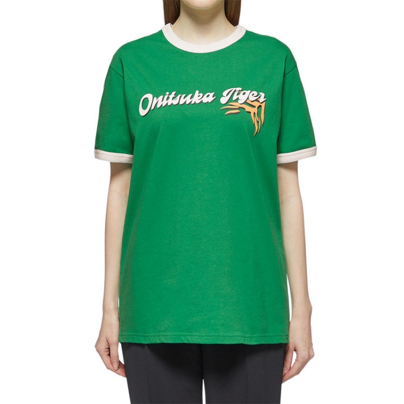 Green Men's Onitsuka Tiger Graphic T Shirts Online India | S9S-7080