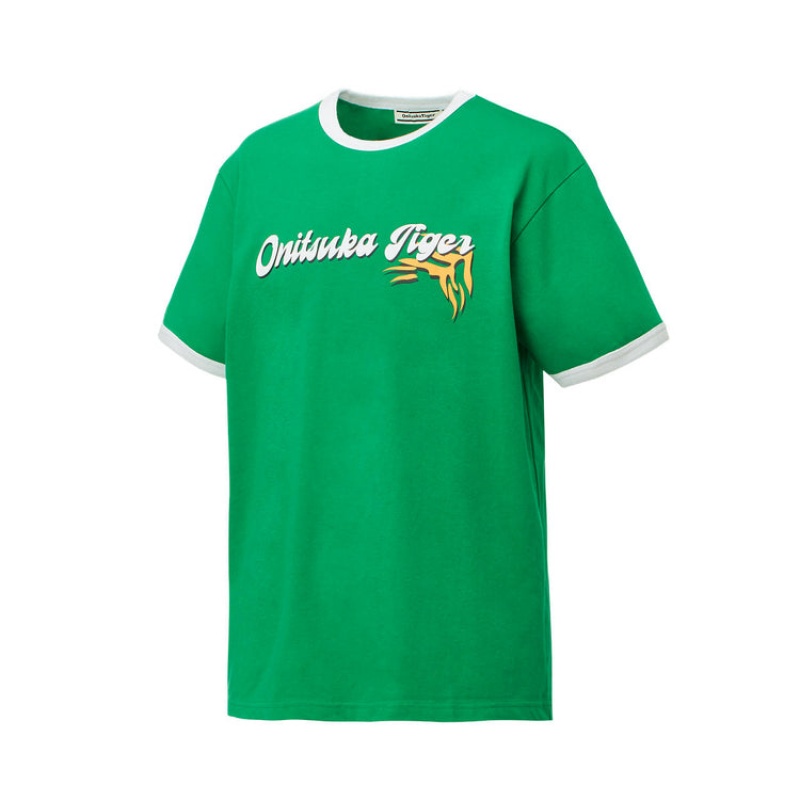 Green Men's Onitsuka Tiger Graphic T Shirts Online India | S9S-7080