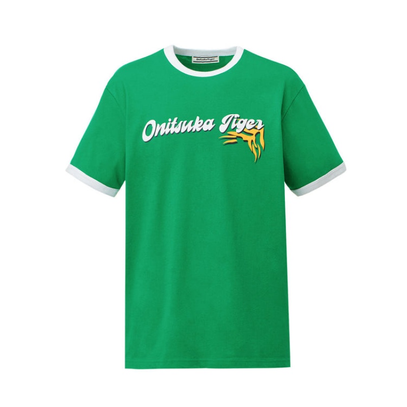 Green Men\'s Onitsuka Tiger Graphic T Shirts Online India | S9S-7080