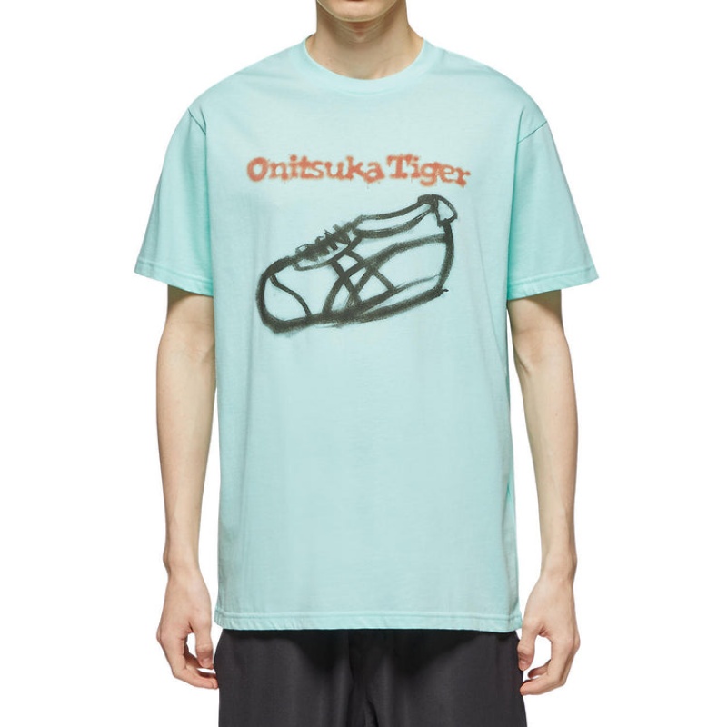 Green Men's Onitsuka Tiger Graphic T Shirts Online India | B0U-2222