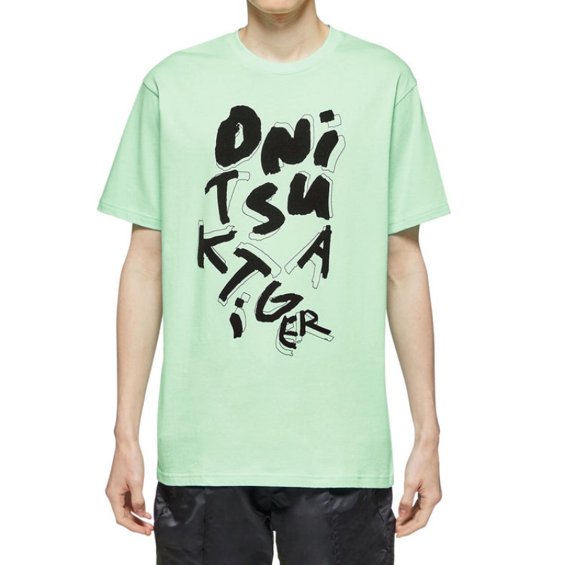 Green Men's Onitsuka Tiger Graphic T Shirts Online India | B1G-6518