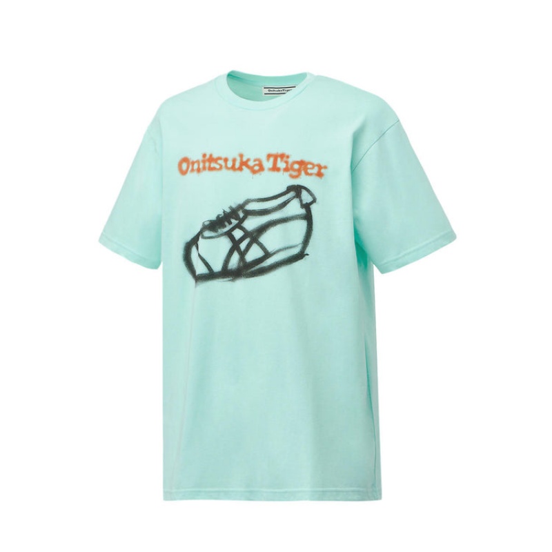 Green Women's Onitsuka Tiger Graphic T Shirts Online India | N1T-4479