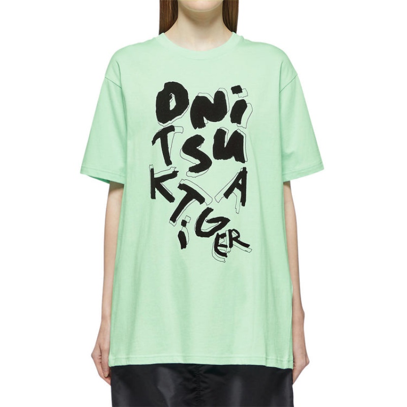 Green Women's Onitsuka Tiger Graphic T Shirts Online India | H9N-6273