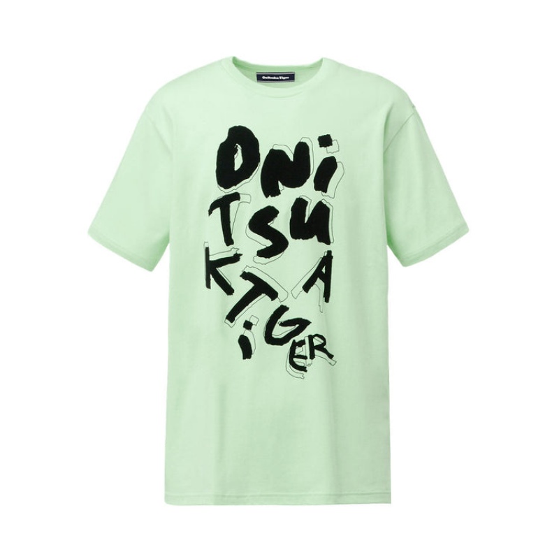 Green Women\'s Onitsuka Tiger Graphic T Shirts Online India | H9N-6273