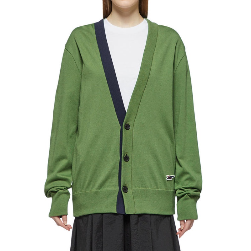 Green Women's Onitsuka Tiger Knit Cardigan Sweaters Online India | C1I-5528