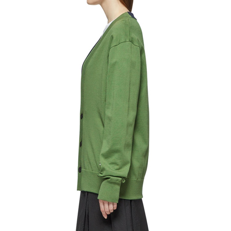 Green Women's Onitsuka Tiger Knit Cardigan Sweaters Online India | C1I-5528