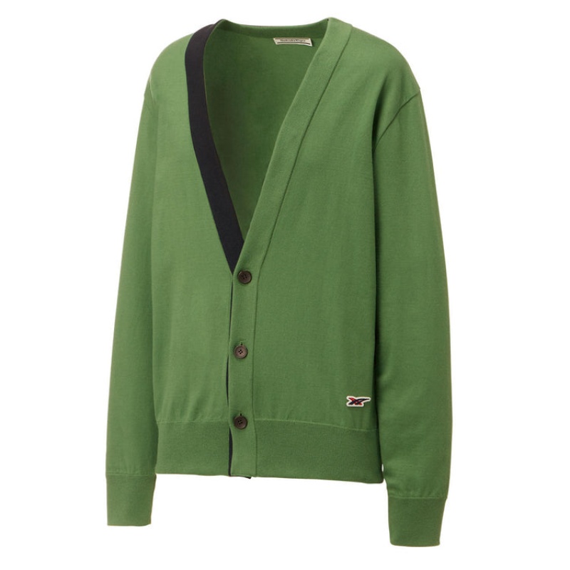 Green Women's Onitsuka Tiger Knit Cardigan Sweaters Online India | C1I-5528