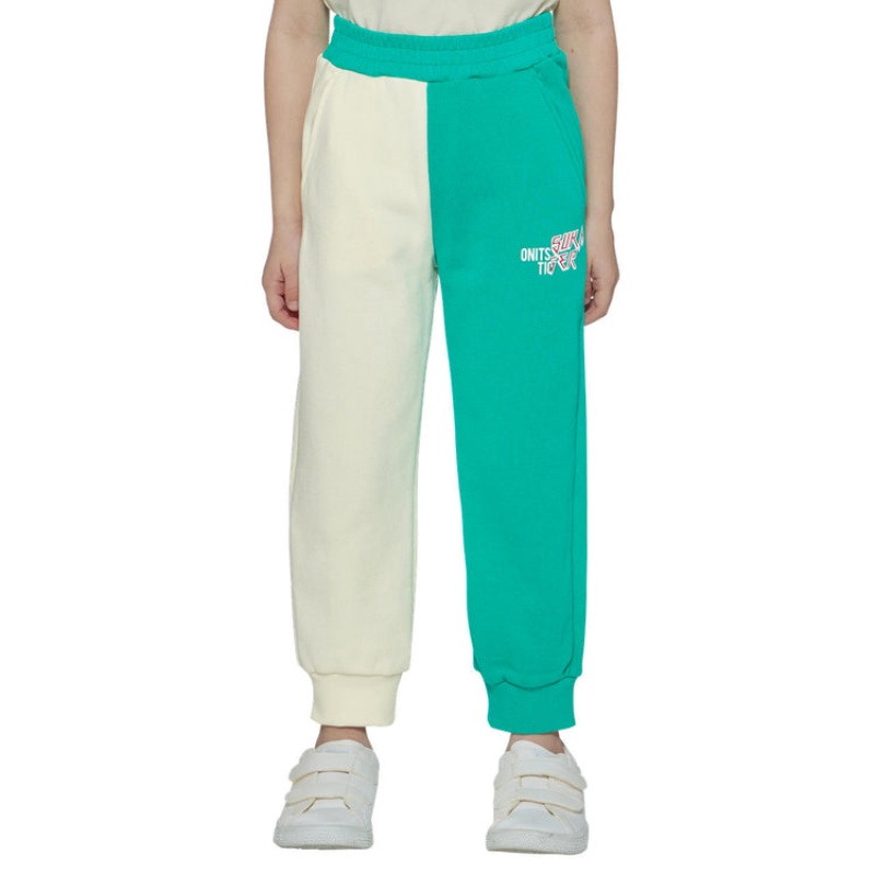 Green / Light Beige Kids' Onitsuka Tiger Sweatpants Online India | B3H-7645