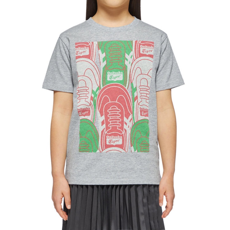 Grey Kids' Onitsuka Tiger Graphic T Shirts Online India | N0T-4206