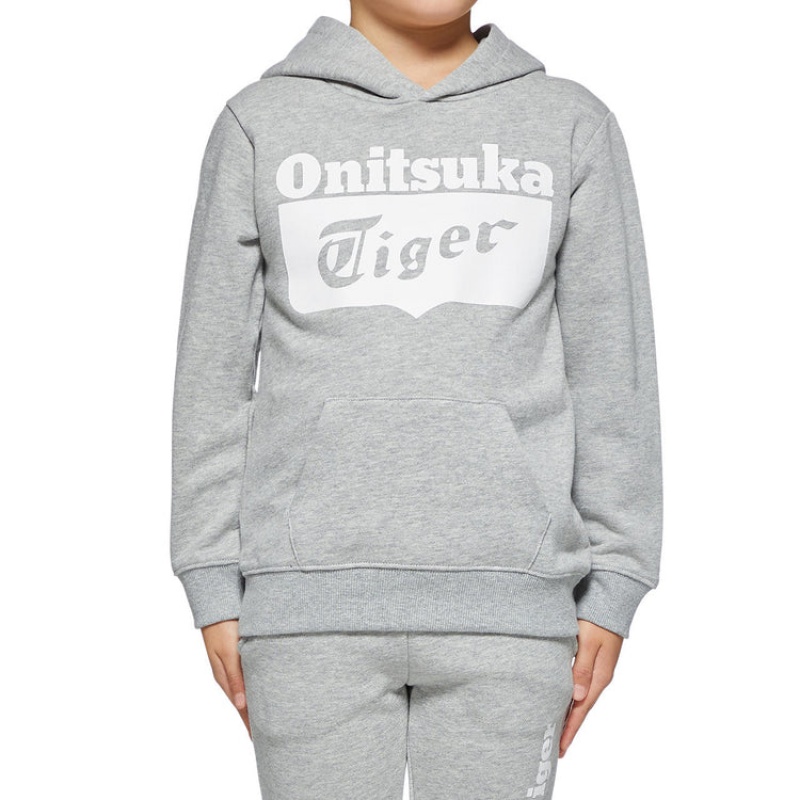 Grey Kids' Onitsuka Tiger Sweat Hoodie Online India | E1I-7431