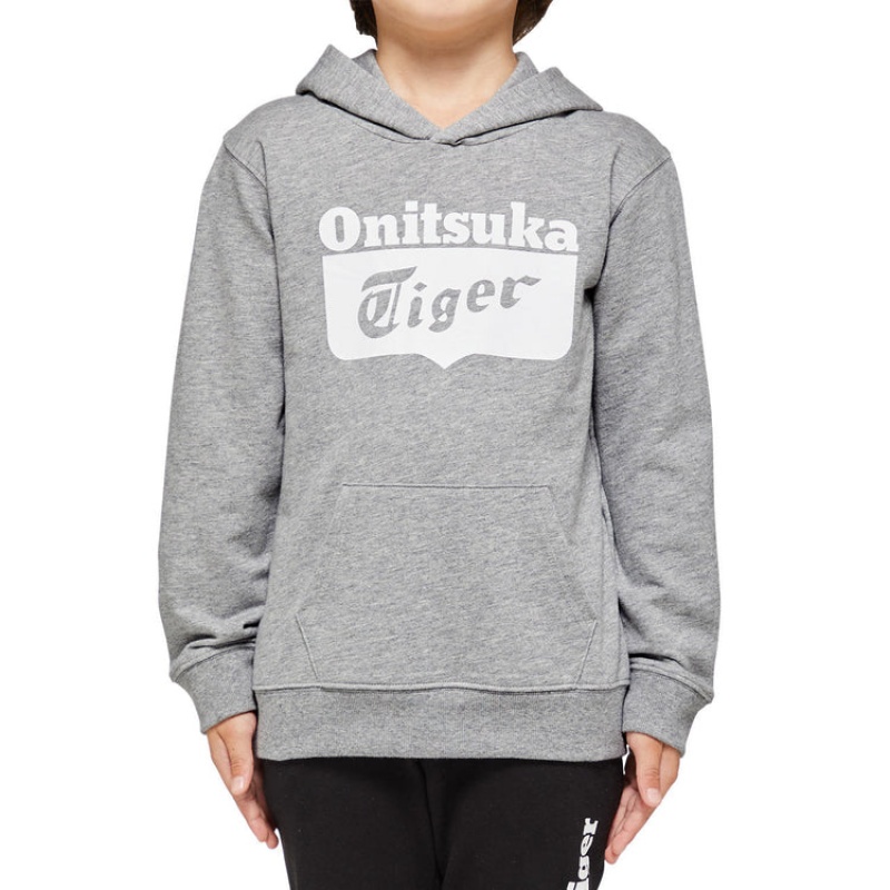 Grey Kids' Onitsuka Tiger Sweat Hoodie Online India | N1F-9627