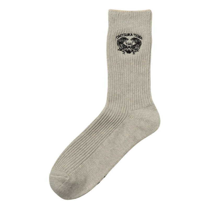 Grey Men's Onitsuka Tiger Middle Socks Online India | H1J-5853