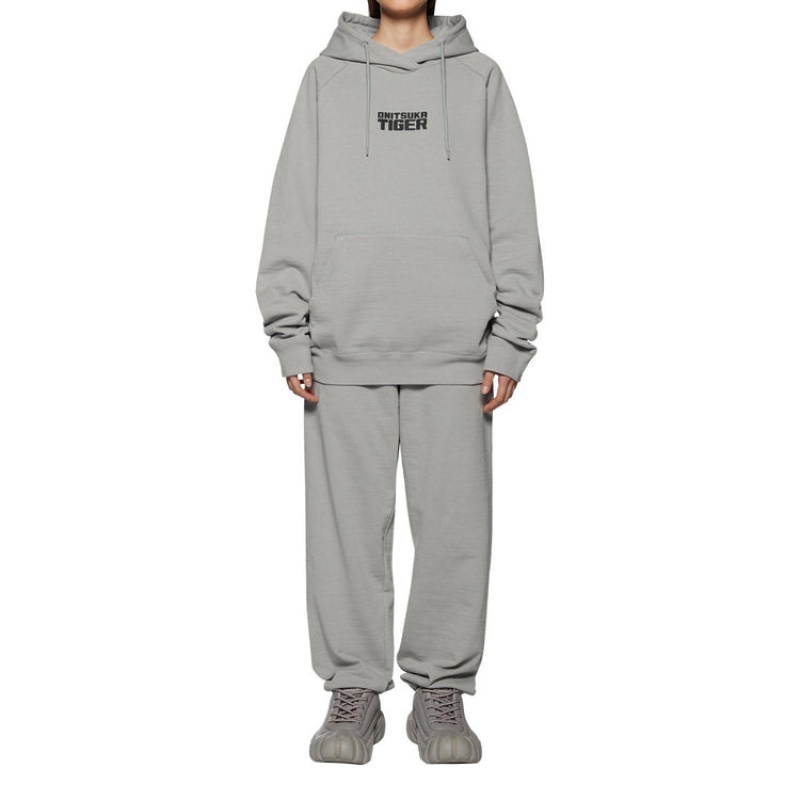 Grey Men's Onitsuka Tiger Sweat Hoodie Online India | U4R-4900