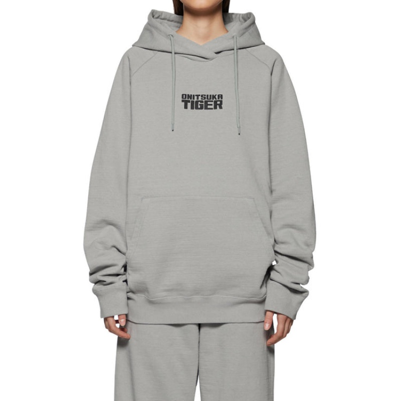 Grey Men's Onitsuka Tiger Sweat Hoodie Online India | U4R-4900