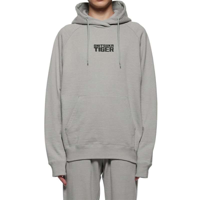 Grey Men's Onitsuka Tiger Sweat Hoodie Online India | U4R-4900