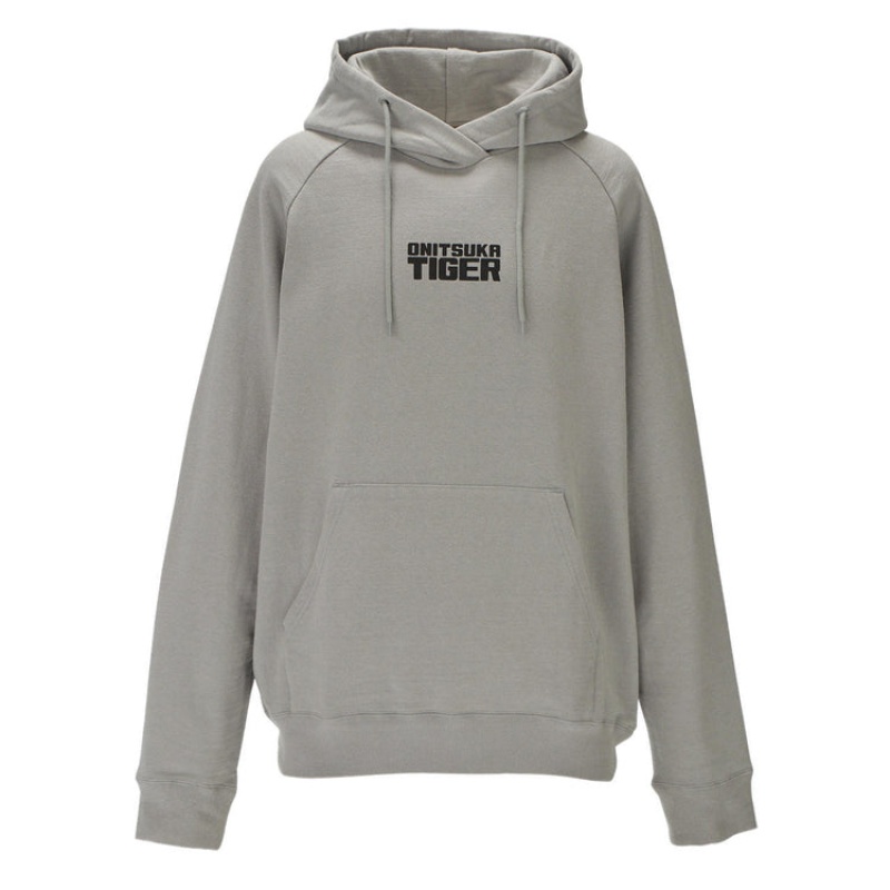 Grey Men\'s Onitsuka Tiger Sweat Hoodie Online India | U4R-4900