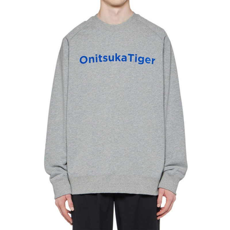 Grey Men's Onitsuka Tiger Sweatshirts Online India | U8K-4255