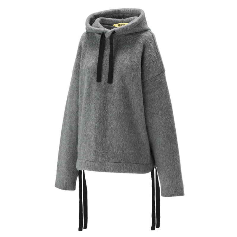 Grey Women's Onitsuka Tiger WS Knit Hoodie Dress Online India | E5D-0629