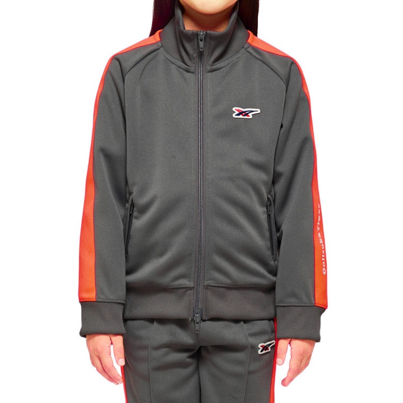 Grey / Pink Kids' Onitsuka Tiger Track Top Jackets Online India | B6E-3582