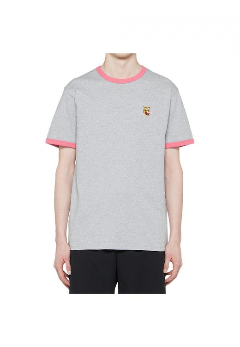 Grey / Pink Men's Onitsuka Tiger Graphic T Shirts Online India | O1L-8509