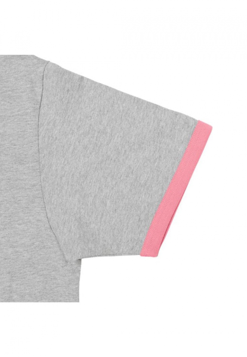 Grey / Pink Women's Onitsuka Tiger Graphic T Shirts Online India | W5N-1409