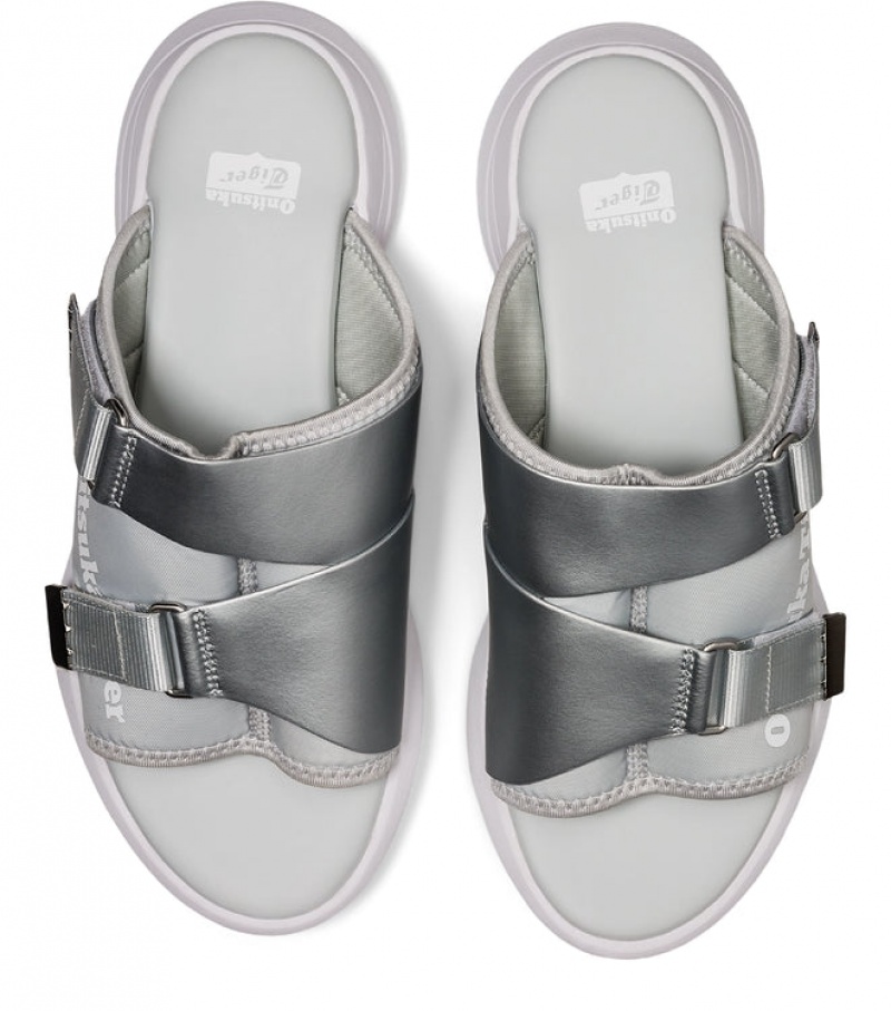 Grey / White Women's Onitsuka Tiger Ohbori Slider Sneakers Online India | E8P-0249