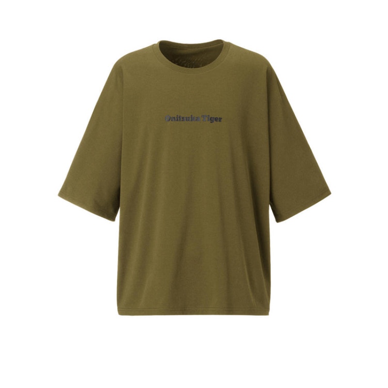 Khaki Men's Onitsuka Tiger Graphic T Shirts Online India | P5Q-3687