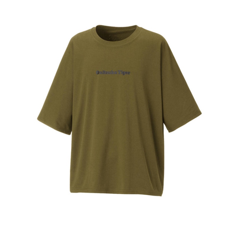 Khaki Men's Onitsuka Tiger Graphic T Shirts Online India | P5Q-3687