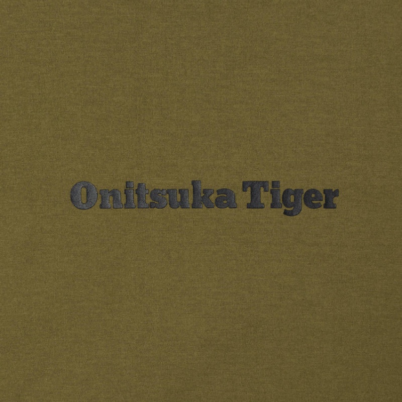 Khaki Men's Onitsuka Tiger Graphic T Shirts Online India | P5Q-3687