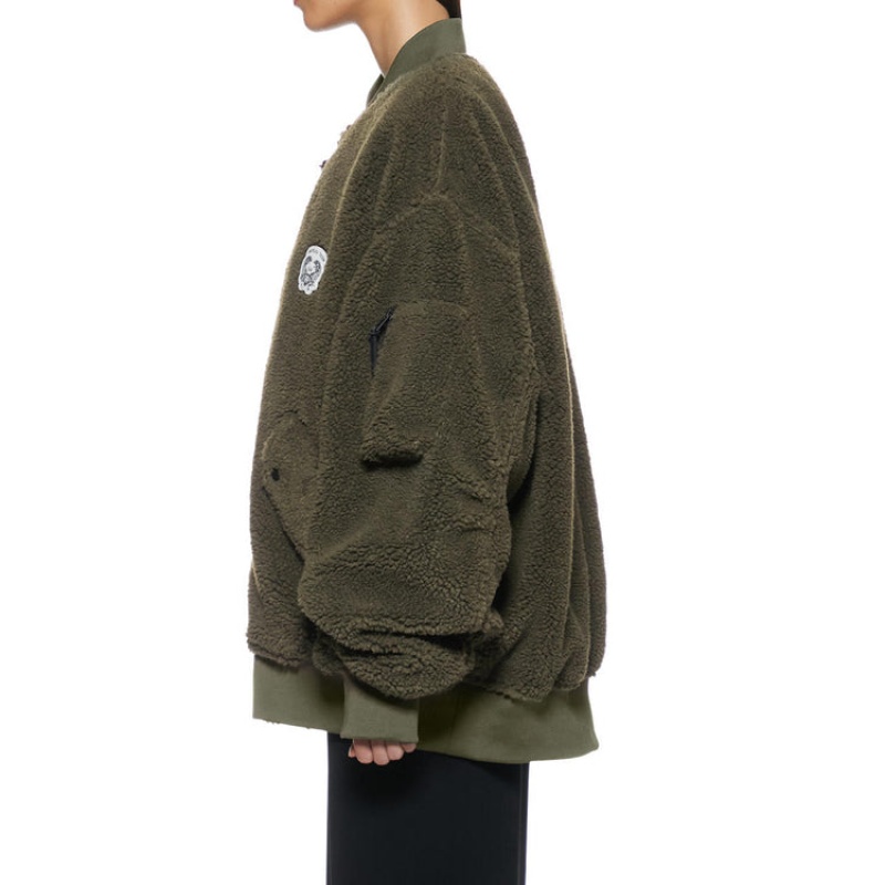 Khaki Men's Onitsuka Tiger Padded Bomber Jackets Online India | V7I-8763