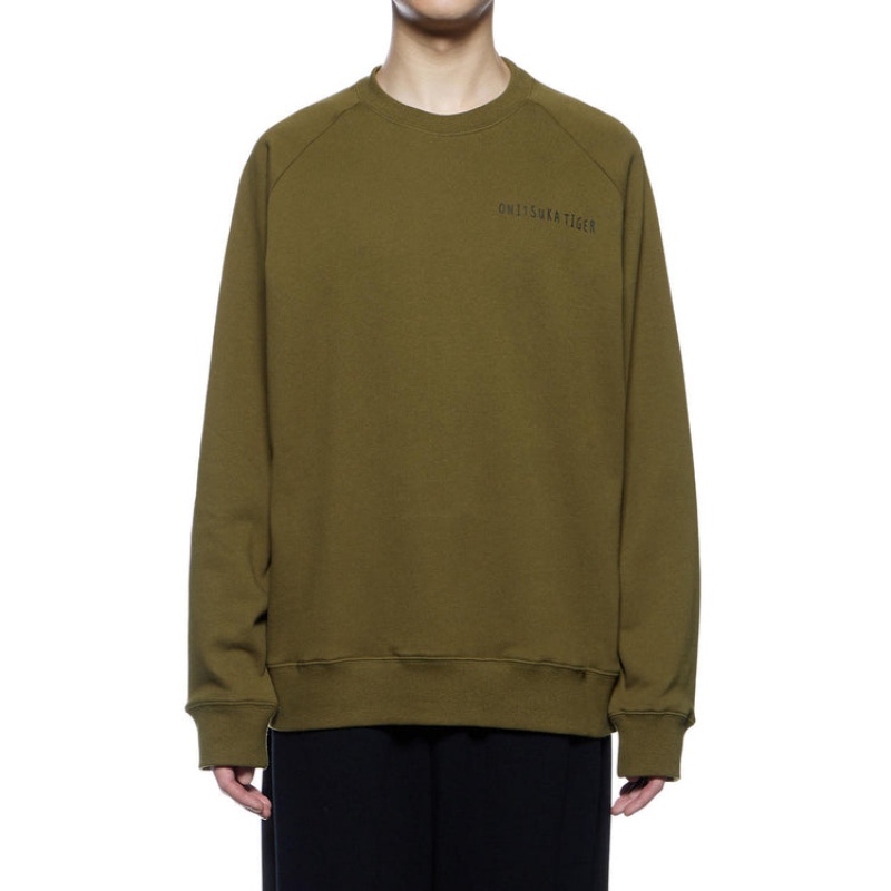 Khaki Men's Onitsuka Tiger Sweatshirts Online India | K9F-0447