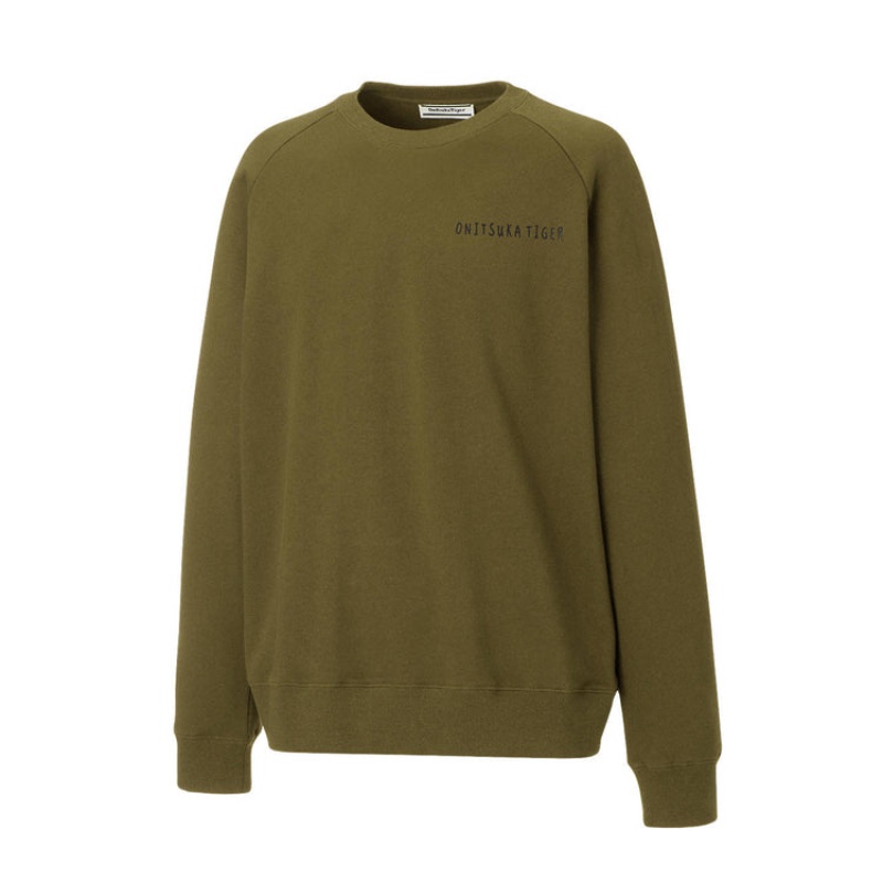 Khaki Men's Onitsuka Tiger Sweatshirts Online India | K9F-0447