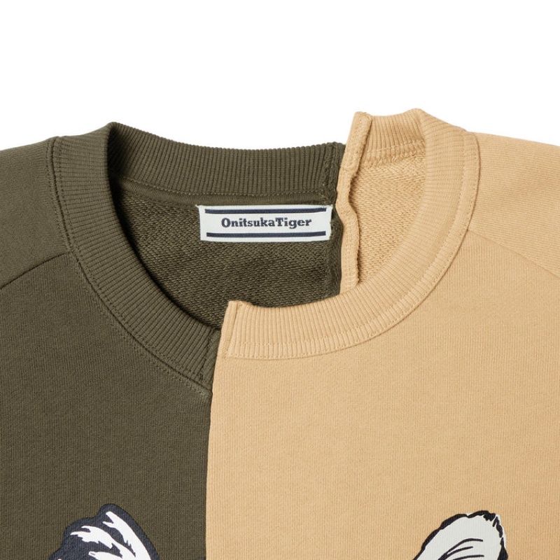 Khaki / Beige Men's Onitsuka Tiger Sweatshirts Online India | G4Q-0594