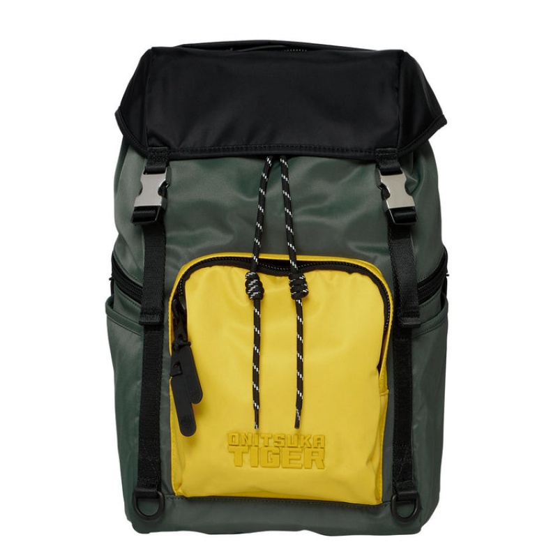 Khaki / Yellow Men\'s Onitsuka Tiger Backpacks Online India | V6E-8783